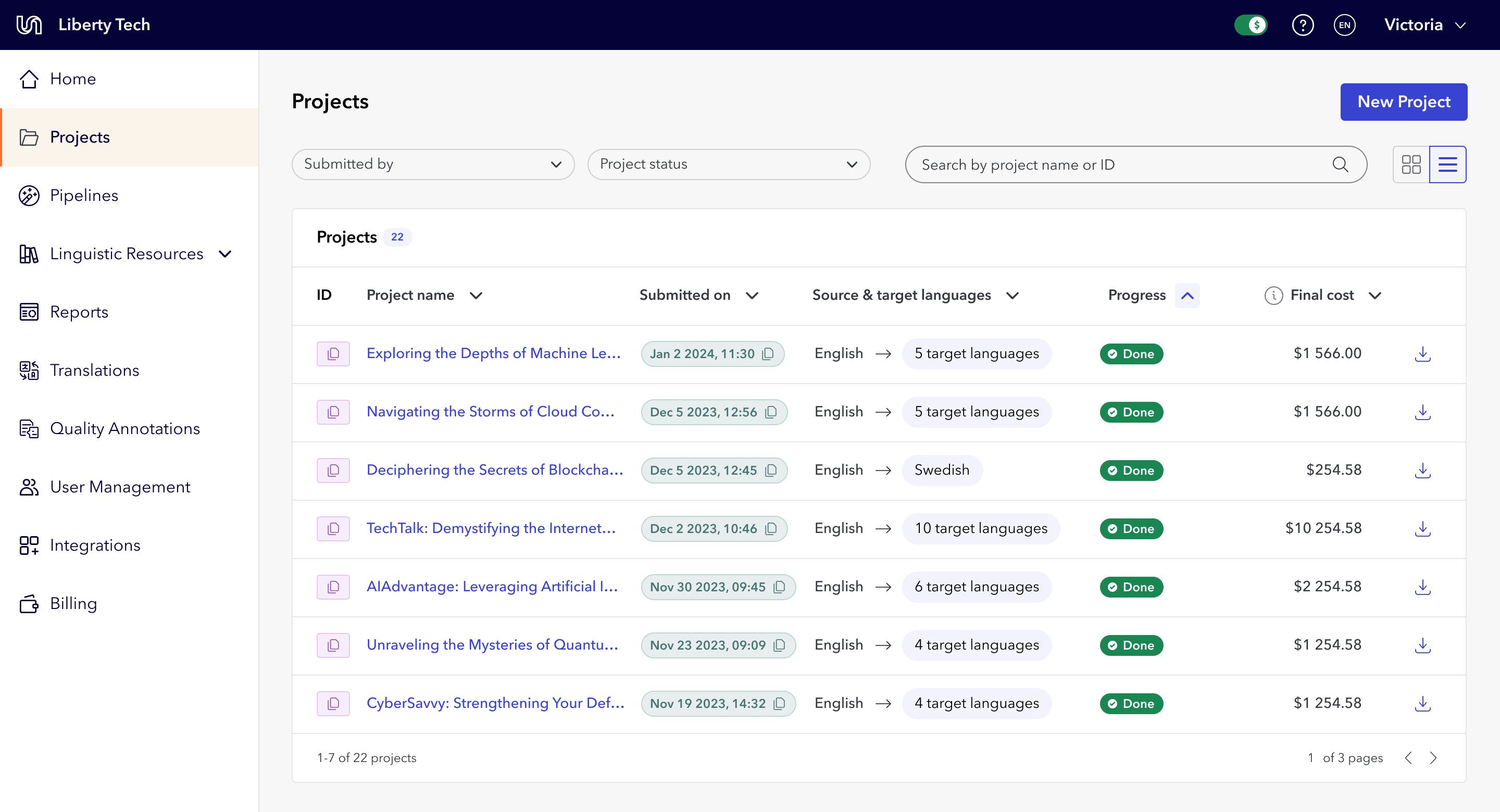 Screenshot of digital product